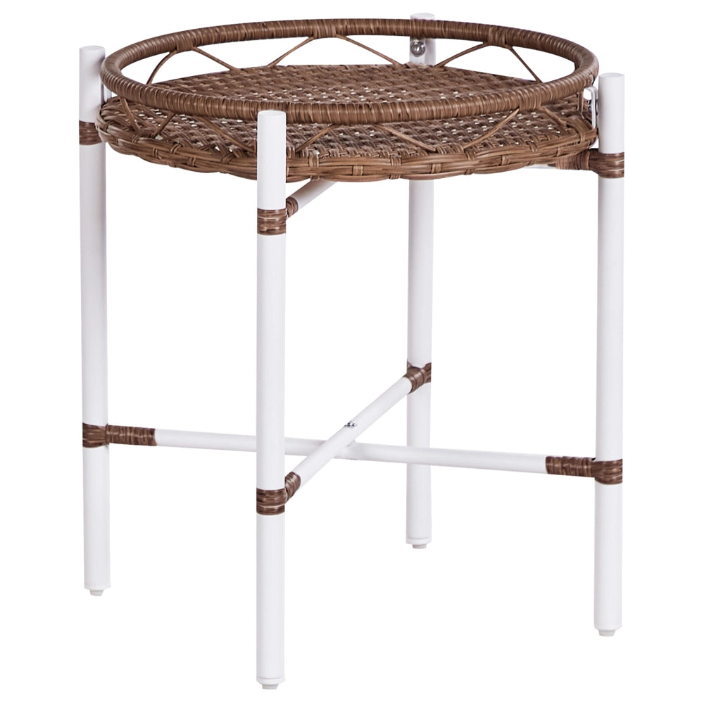Set Balcone Bianco Alluminio Poliestere 2 Posti 2 Sedie e un Tavolo