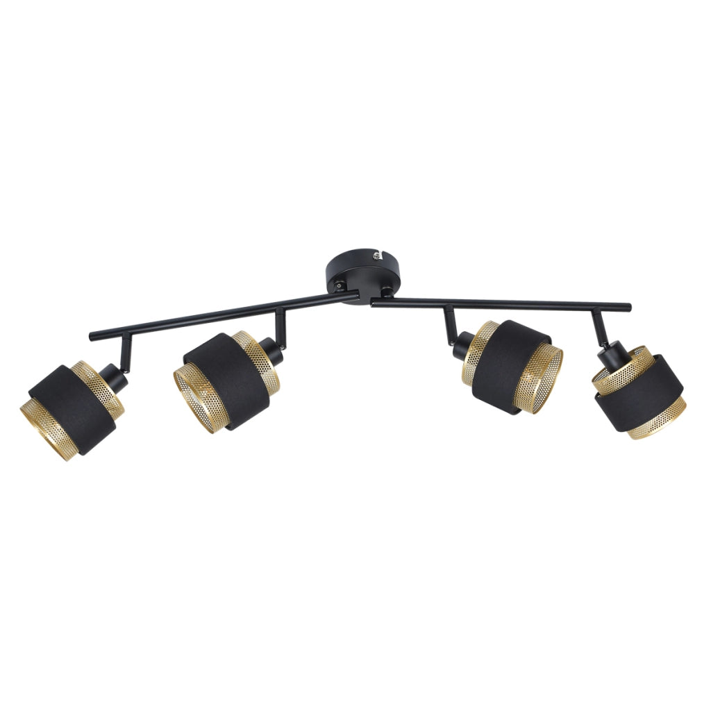 Spot soffitto industriale 4 luci nero oro E14 Italux