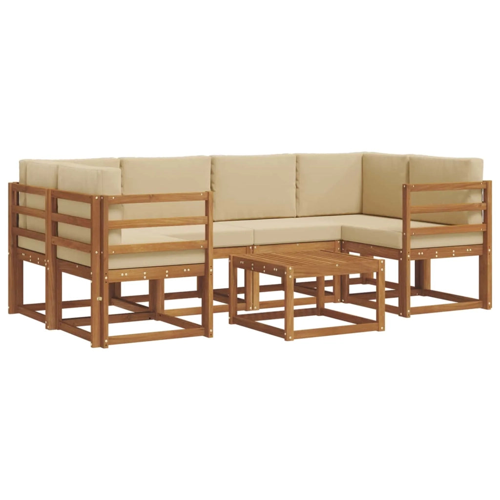 Set di divani da esterno con cuscino 7 pcs Naturale e Beige 3366066