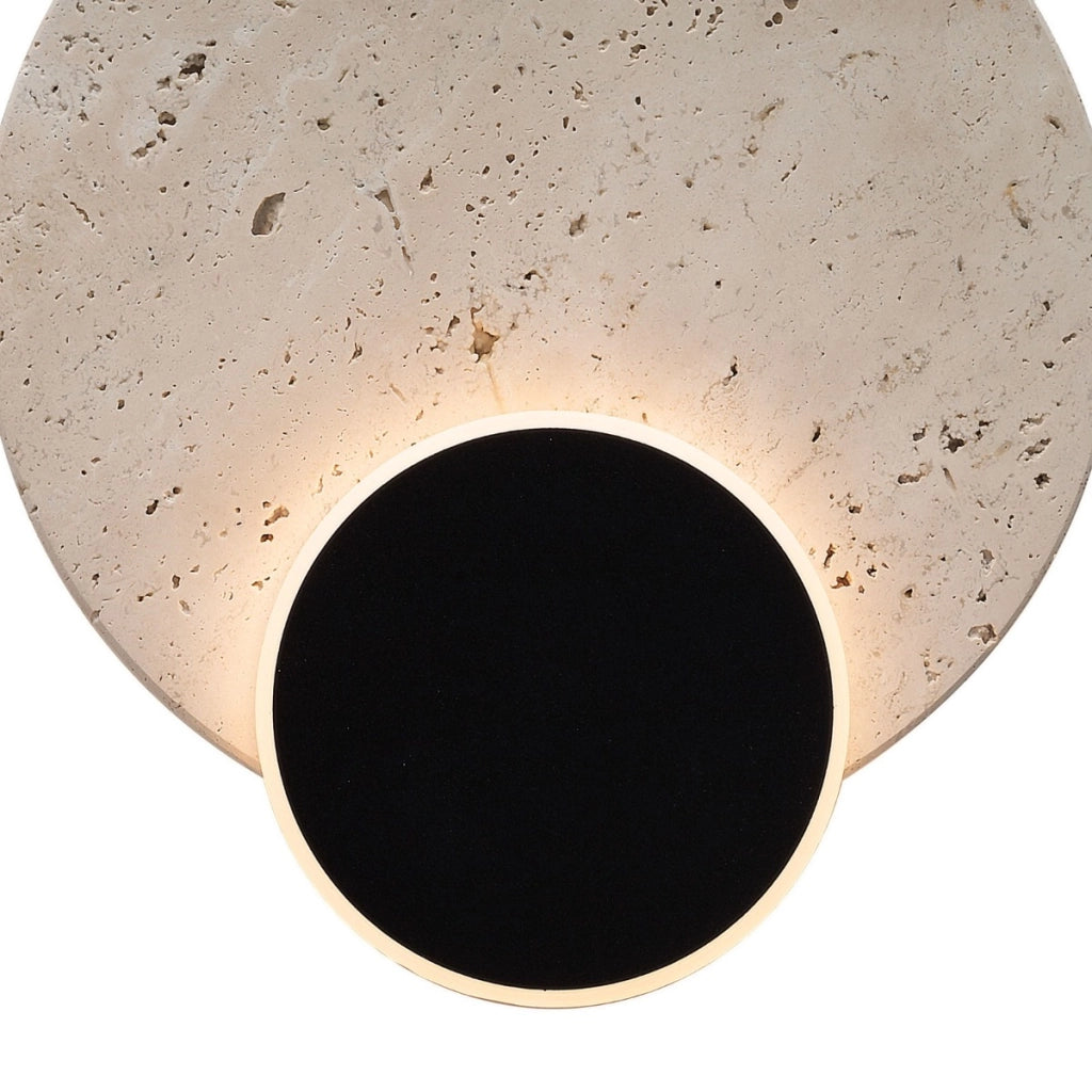 Applique rotonda nera pietra LED 10W Travertino Maxlight