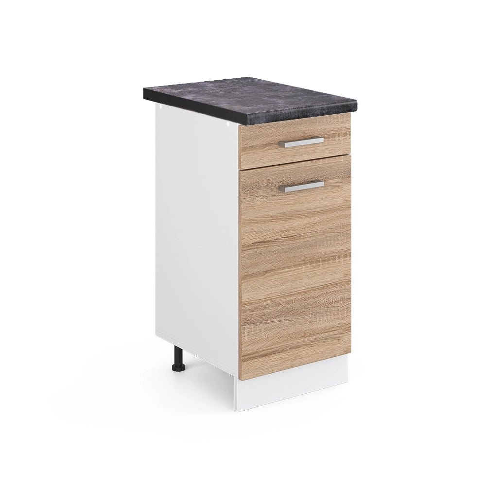 Mobiletto base per cucina R-Line Sonoma/Bianco 40 cm, PL Antracite Vicco