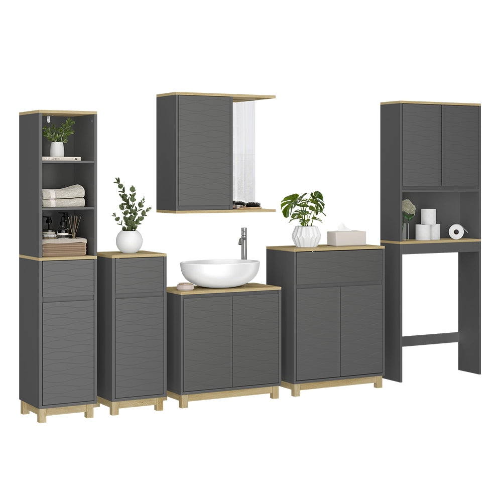 Vicco Set di mobili da bagno Antracite/quercia 6 parti