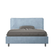 BS COM Letto matrimoniale francese contenitore imbottito 140x200 microfibra azzurro Large