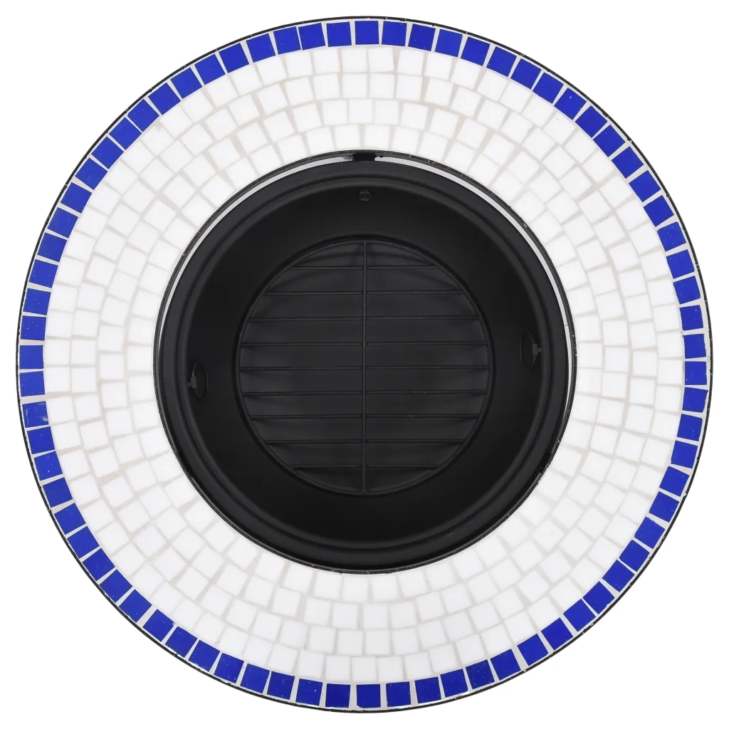 Braciere a Mosaico Blu e Bianco 68 cm in Ceramica 46720