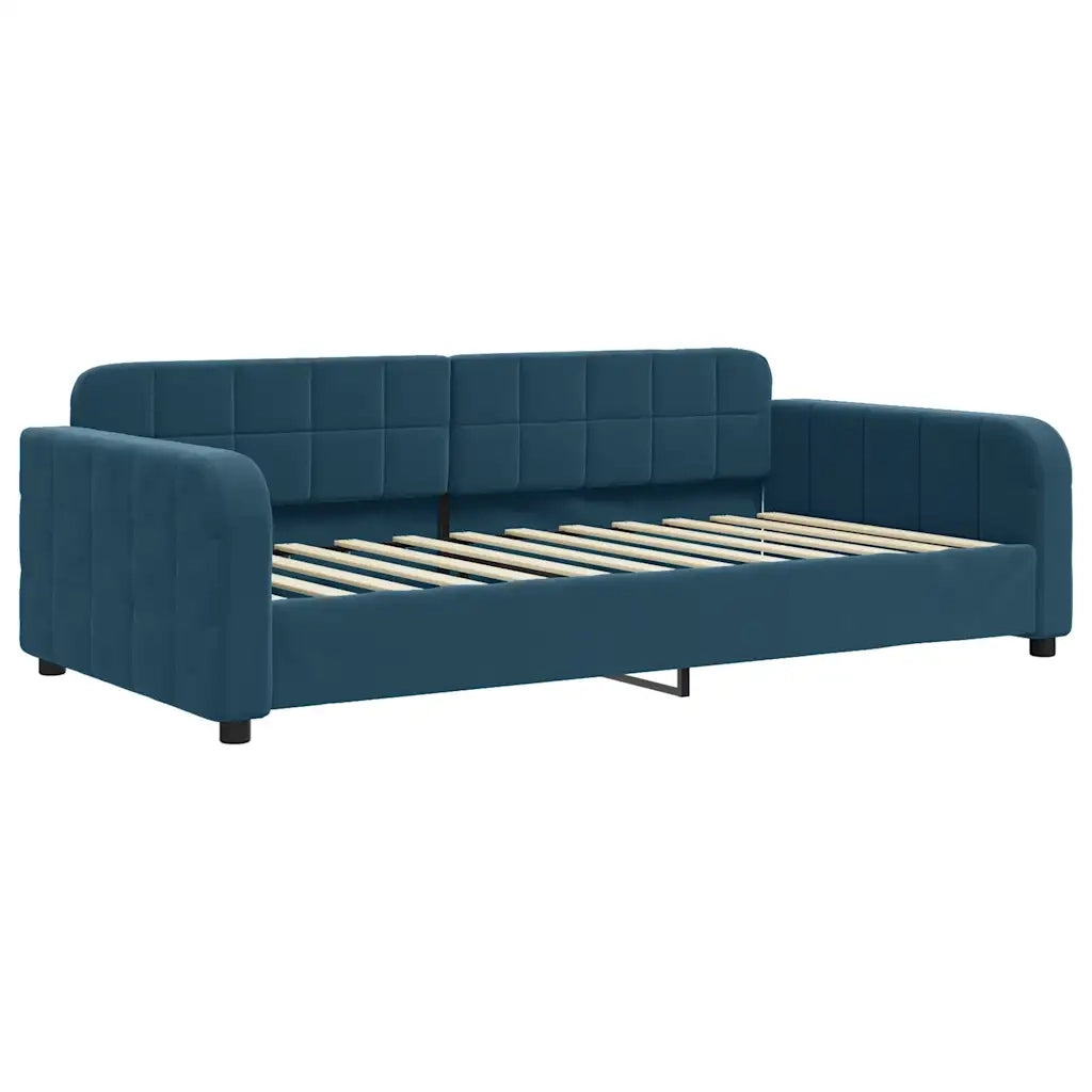 Divano Letto Estraibile con Cassetti Blu 100x200 cm in Velluto 3196983