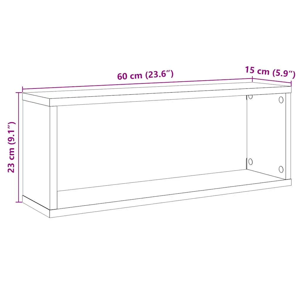 6 pz Mensole a Cubo Muro | Mensola a parete Legno Antico 60x15x23 cm in Truciolato