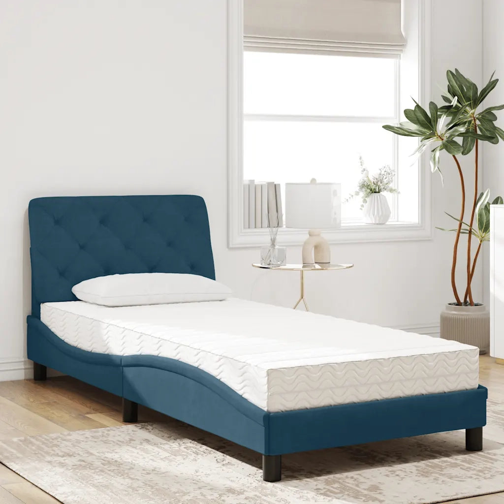 Letto con Materasso Blu 80x200 cm in Velluto