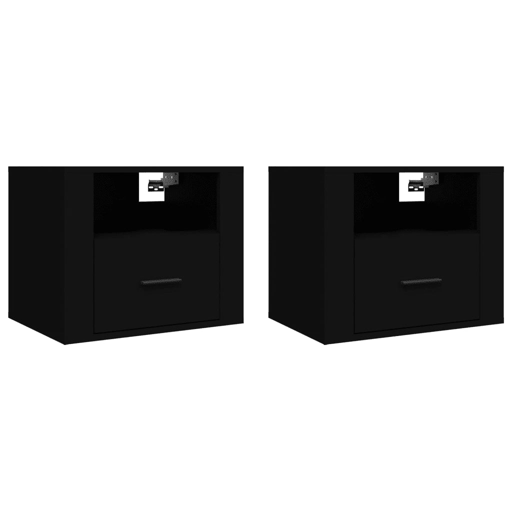 Comodini a Muro 2 pz Nero 50x36x40 cm 816883
