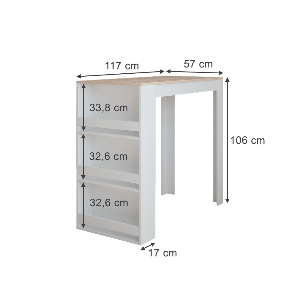 Vicco Tavolo da bar Bianco/Sonoma 57 x 117 cm