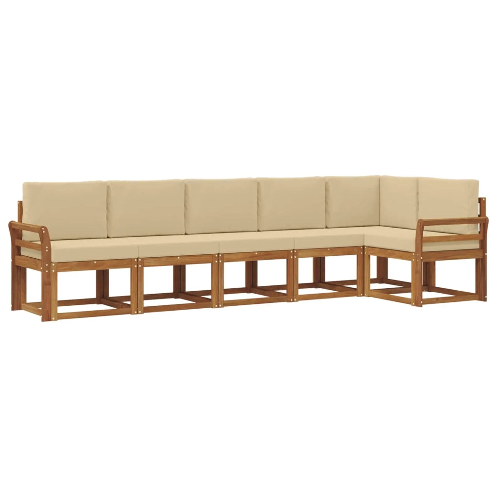 Set di divani da esterno con cuscino 6 pcs Naturale e Beige 3366466