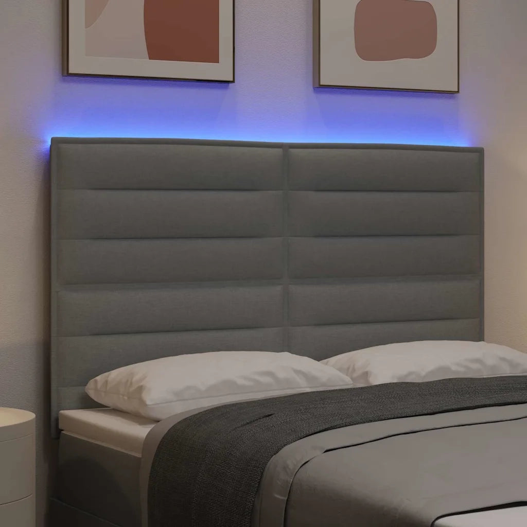 Testiera LED con strisce LED Grigio chiaro 144 cm Tessuto 3338286