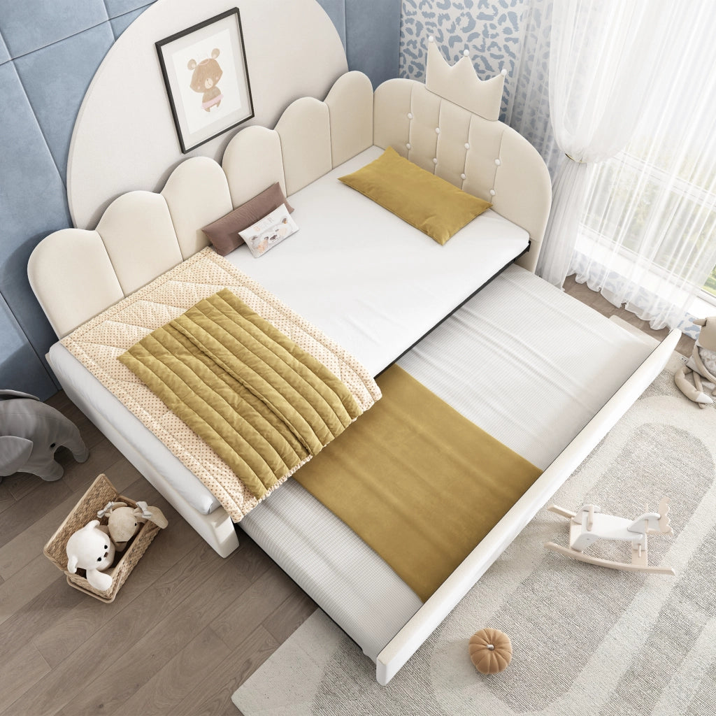 Sofa letto con letto estraibile velluto beige 90x200 cm