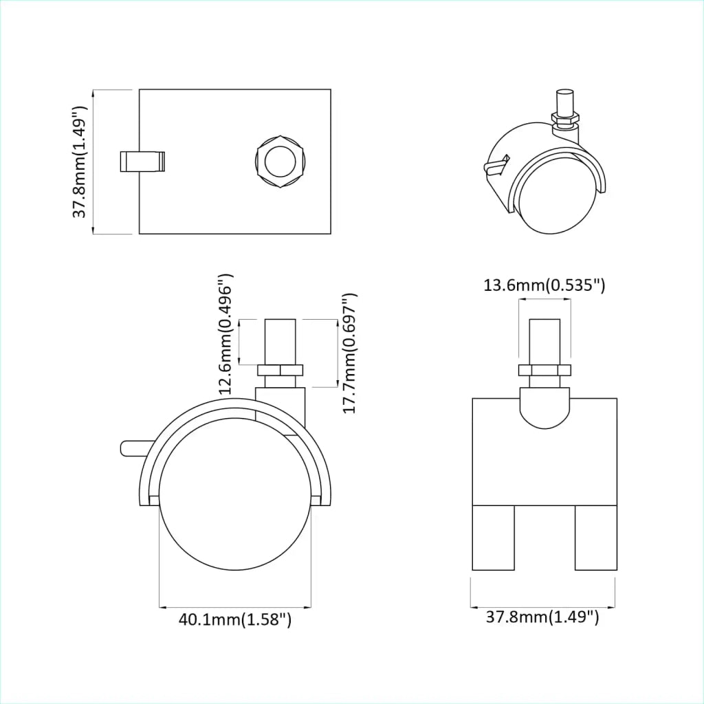 Ruota 2 pcs Nero e Argento 40,1 x 40,1 x 37,8 mm Ferro e PP 864774