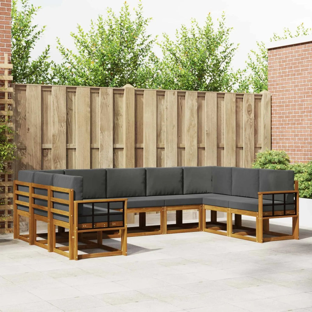 Set di divani da esterno con cuscino 9 pcs Naturale e Antracite 3366995