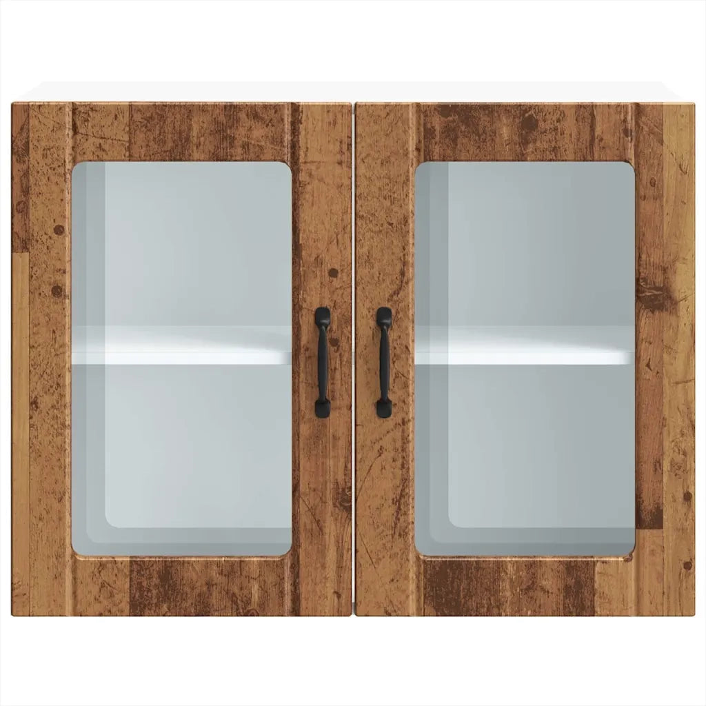 Pensile da Cucina con Porta in Vetro-Mobile Cucina da Parete Lucca Legno Vecchio 280422