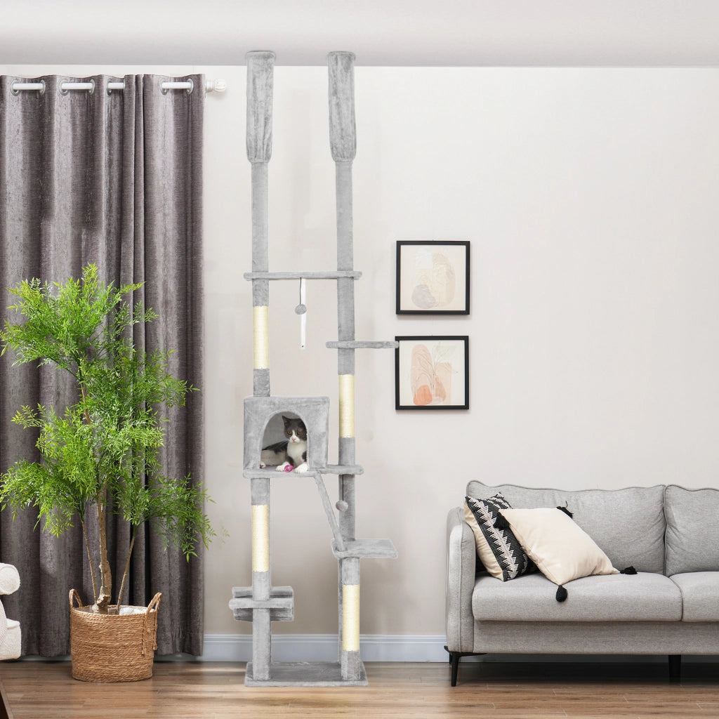 Tiragraffi a Soppalco con Casetta e Amaca ¨C Zephmum ¨C Grigio 225-255 cm