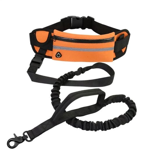 Cintura per cani Handsfree - Cintura riflettente - Cintura regolabile - Chiusura di sicurezza - Corda elastica - Lunghezza 120 cm - Cintura per cani