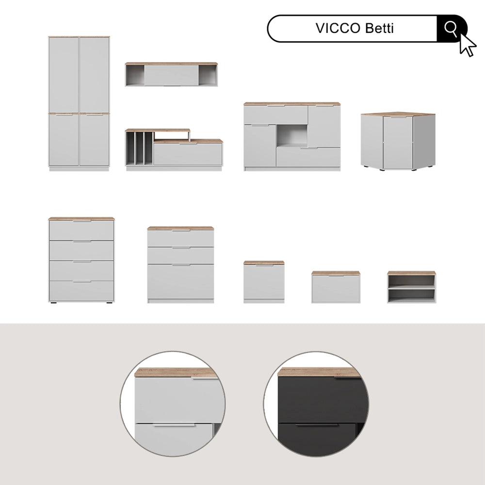 Vicco Comodino camera da letto Antracite 50 x 50 cm