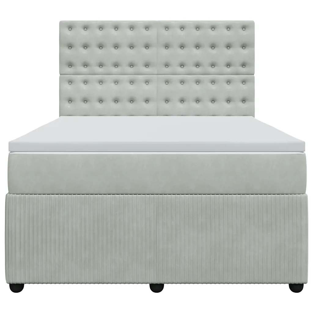 Giroletto a Molle con Materasso Grigio Chiaro 140x190cm Velluto 3294646