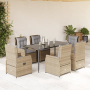 Set da Pranzo da Giardino 7 pz con Cuscini Beige in Polyrattan 3262872