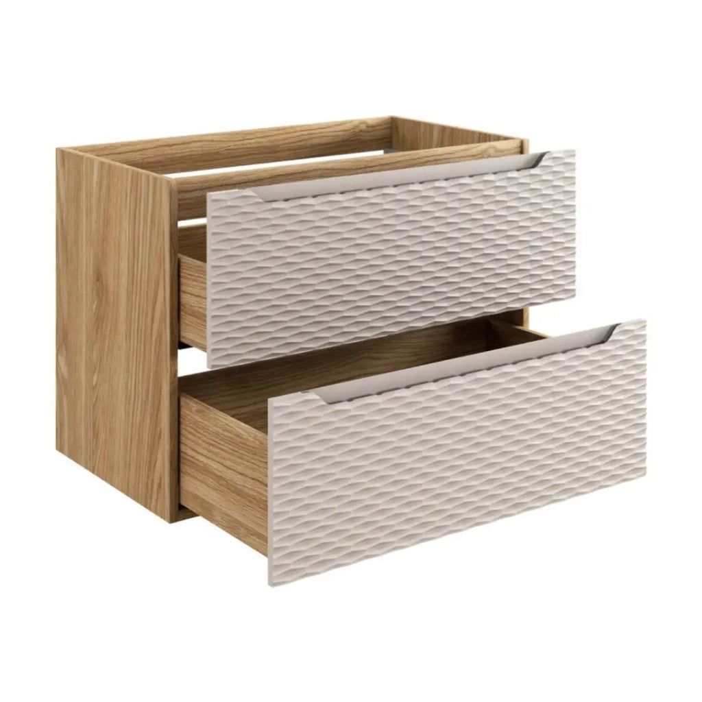 Mobile sottolavabo YOKA – Beige e rovere chiaro 80 cm