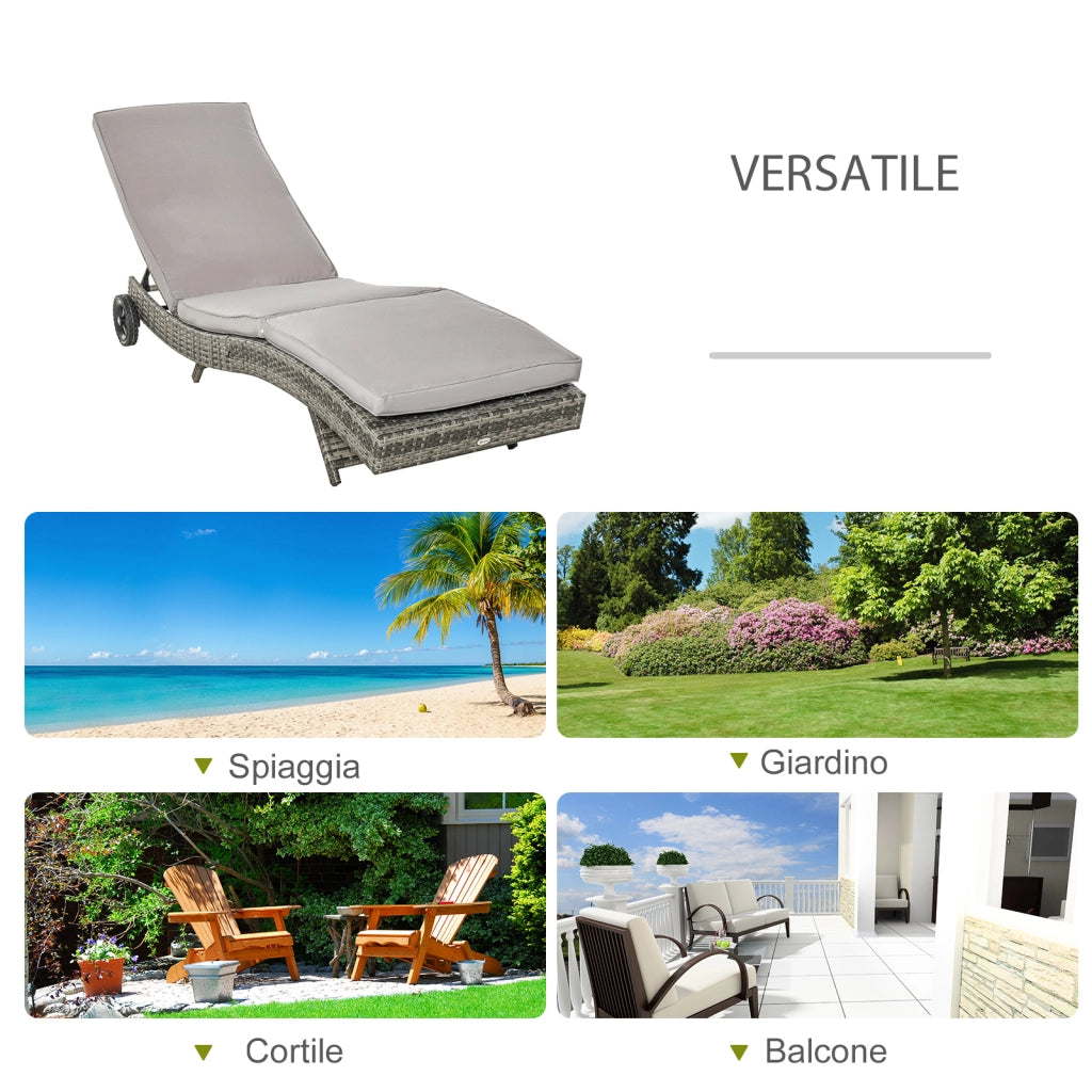 Sdraio da Giardino ¨C Minimal ¨C Grigio, Rattan PE, 207x70x70cm
