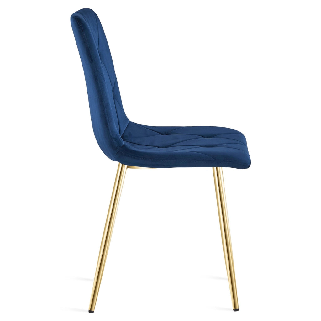Sedia Libra in velluto blu notte con gambe dorate