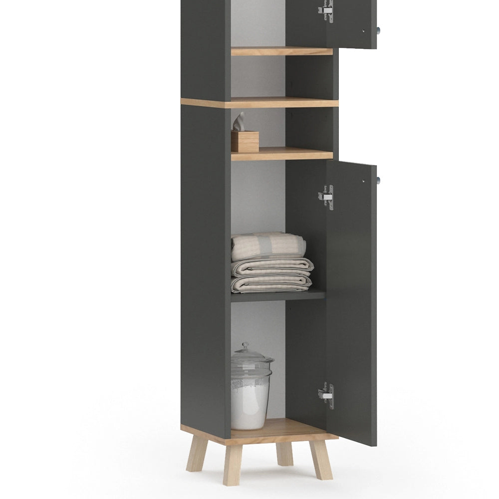 Vicco Set mobili bagno Antracite 4 parti, con armadio alto