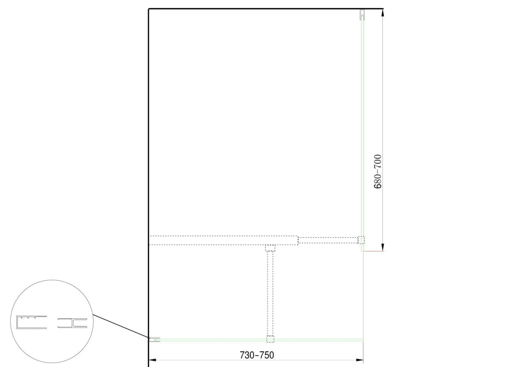 Doppia Parete Doccia Walk-in Con Braccio Di Sostegno Superiore a T Vetro 8 mm Reversibile 73-75 x 68-70 H 200 cm