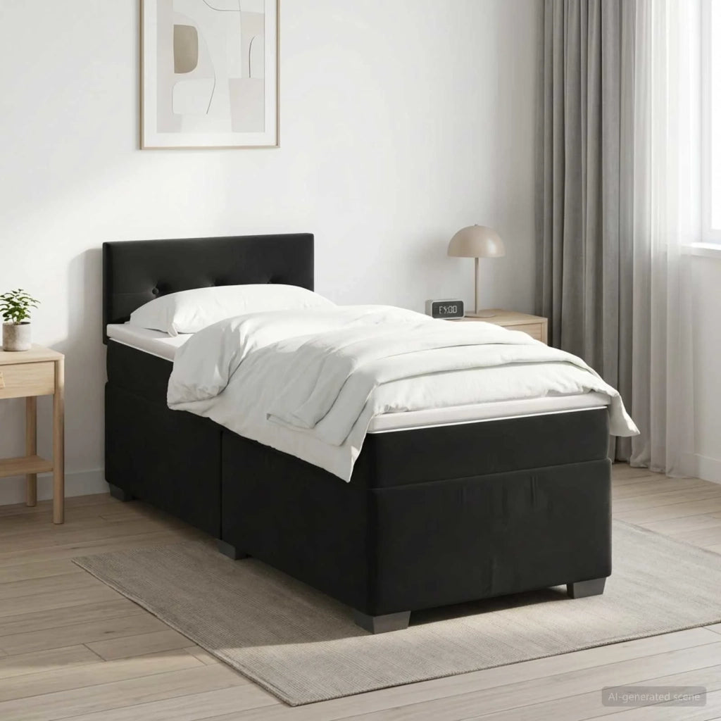 Letto box spring con materasso Nero 100 x 200 cm Velluto 3450658