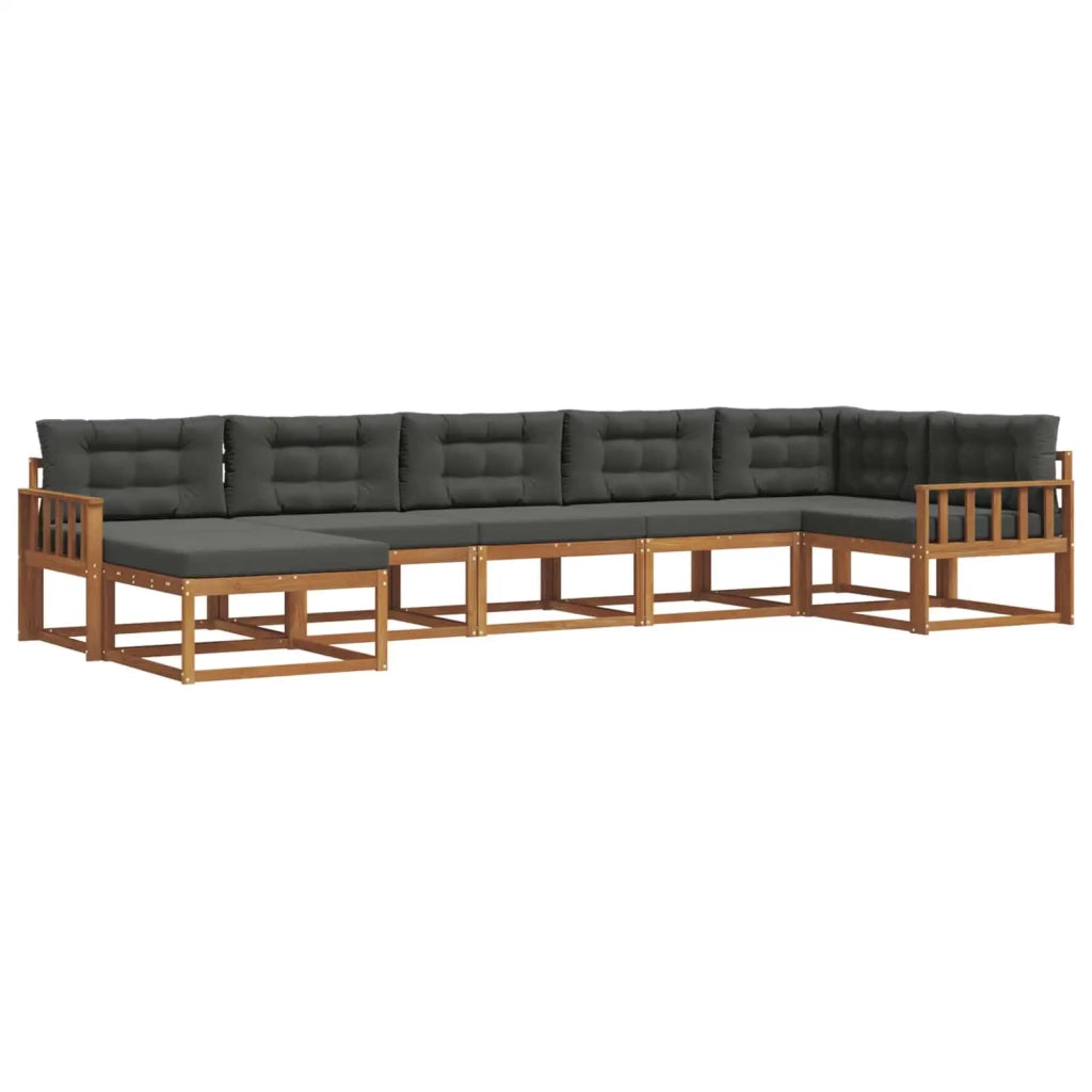 Set di divani da esterno con cuscino 7 pcs Naturale e Antracite 3367890