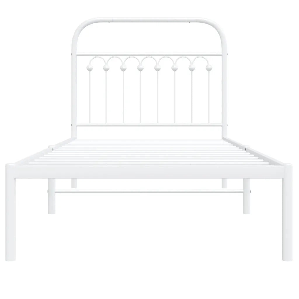 Giroletto con Testiera Metallo Bianco 90x190 cm 376641
