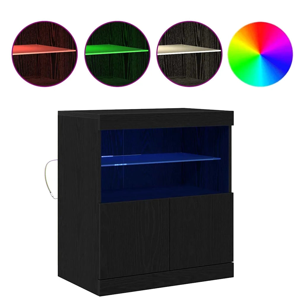 Madia LED Nero 60,5 x 37 x 67 cm Legno multistrato 863029