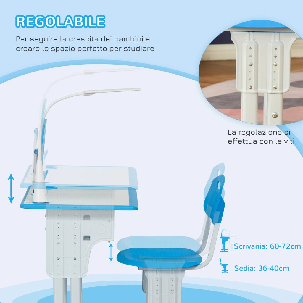 Scrivania con Sedia Regolabile e LED ¨C Minimal ¨C Grigio, Acciaio e MDF, 100x50x?