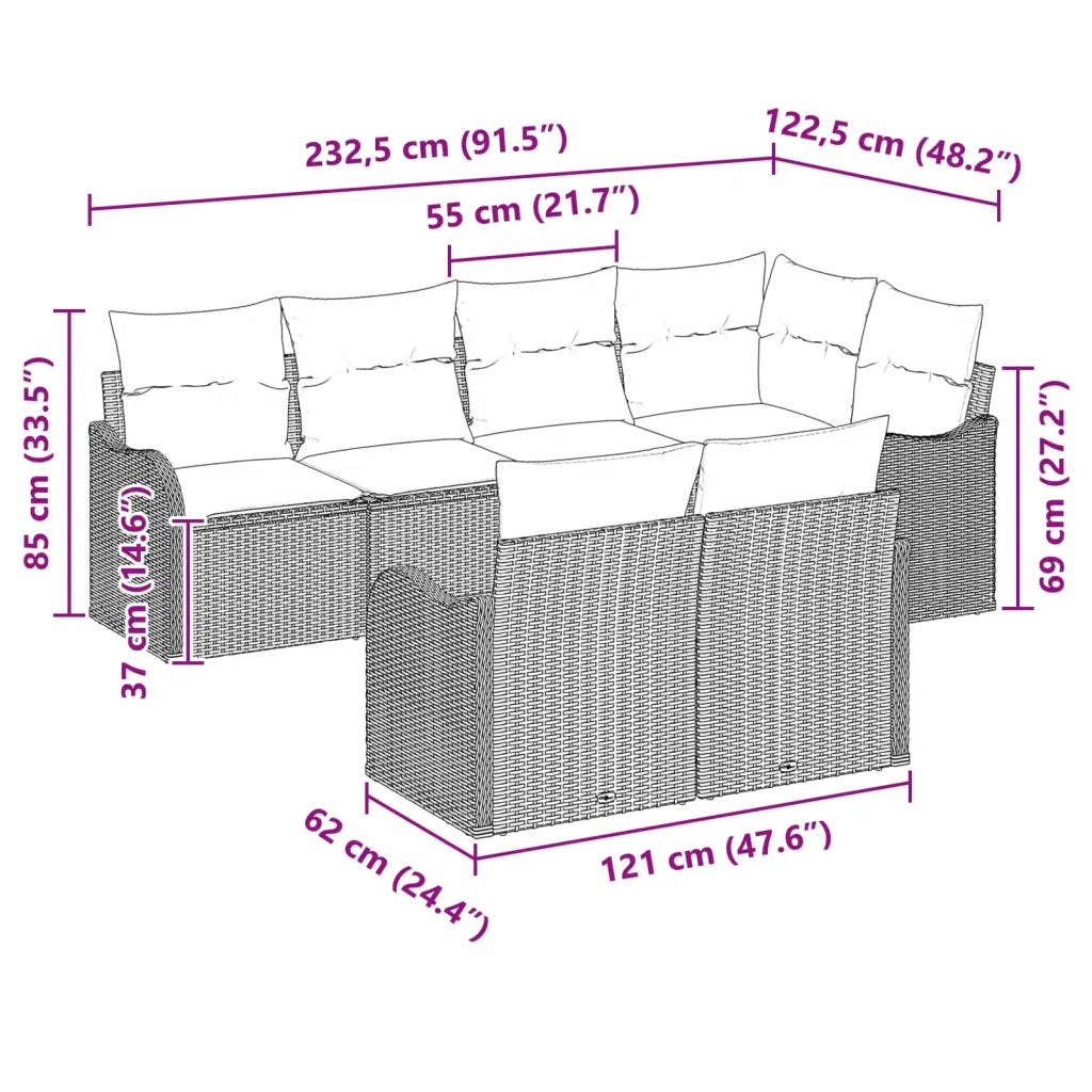 Set Divano da Giardino Grigio polyrattan 3345745