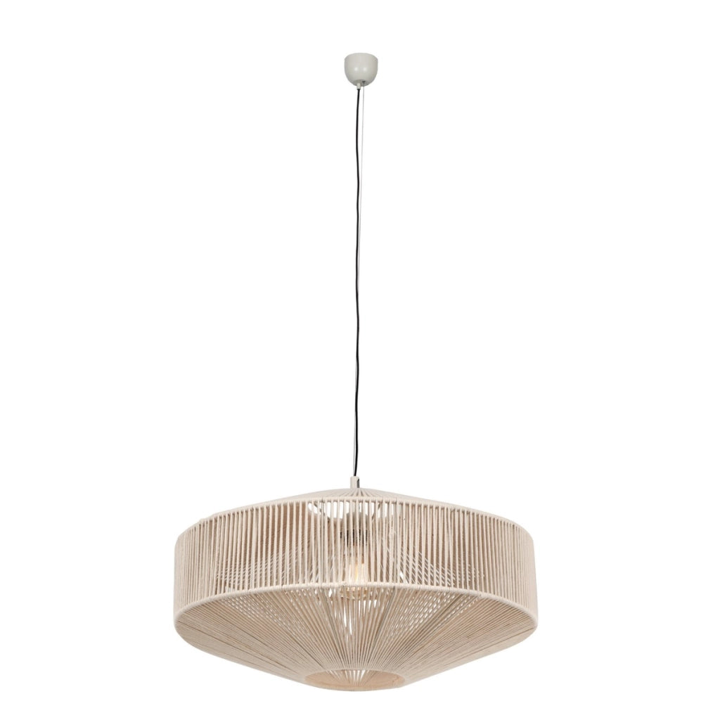 Lampada a sospensione boho beige cotone 61cm E27 Trio