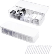 Scatola di gestione cavi trasparente, 2 pezzi, 7 compartimenti, con 14 cavi, adatto per l'organizzazione del tavolo, Bianco, 26 x 9 x 5 cm