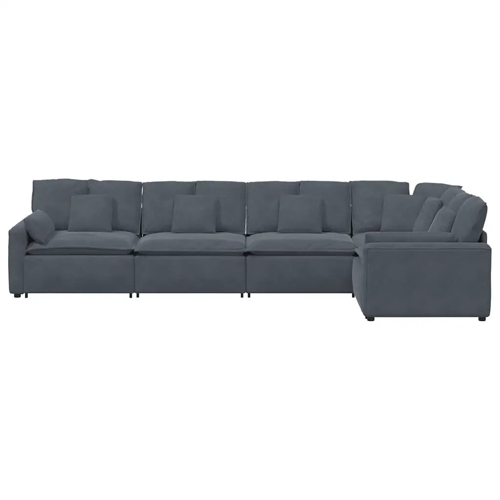 Divano Modulare con Cuscini in Velluto Grigio Scuro 3321329