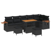 Set Divano da Giardino con cuscino 11 pcs Nero polyrattan 3365144