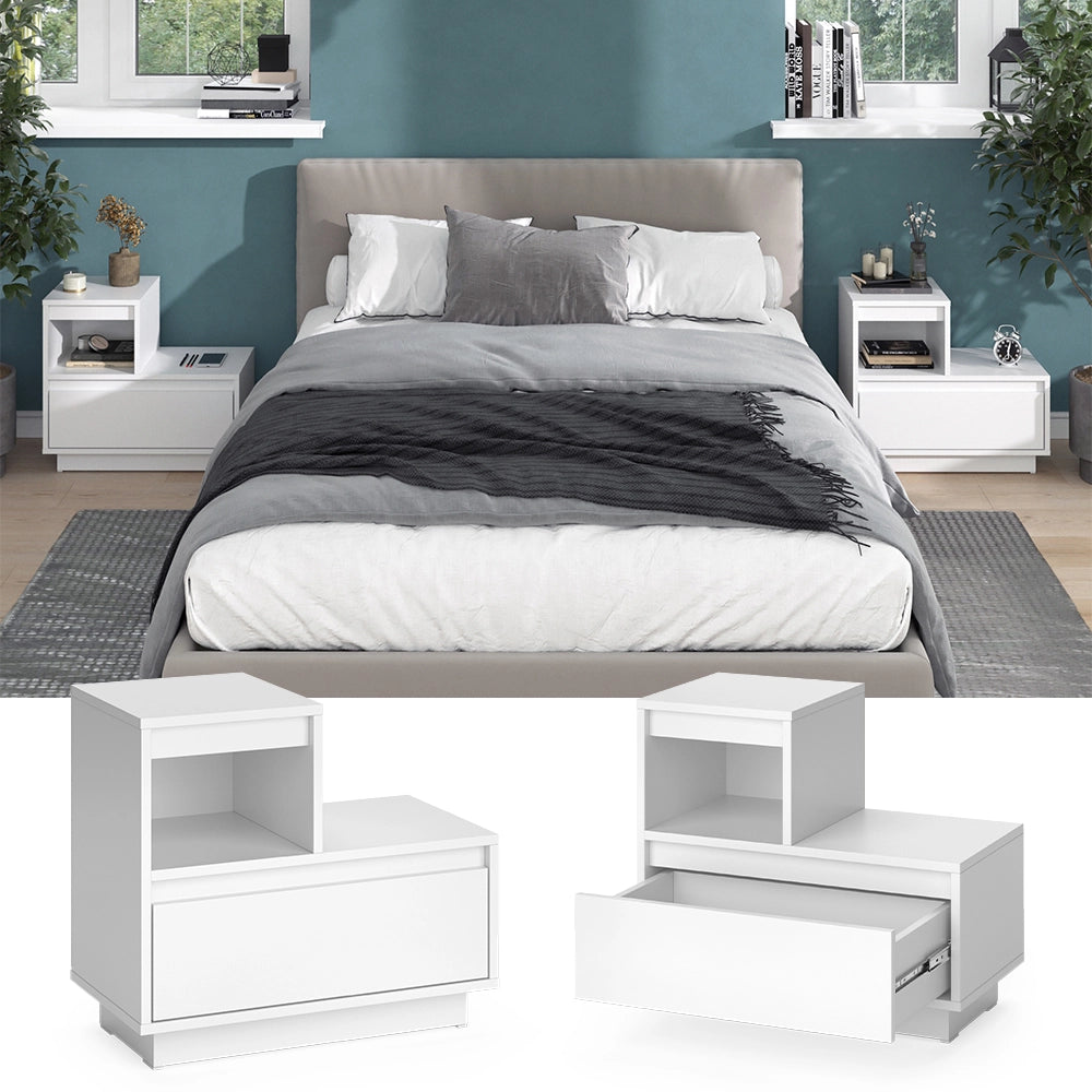 Vicco Comodino Bianco 59.4 x 53.2 cm Set di 2