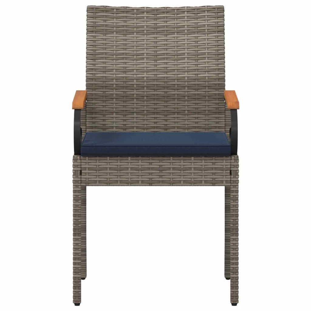 Sedie da giardino 2 pz | Sedie da Esterno Grigio e Blu Navy Polyrattan e acacia