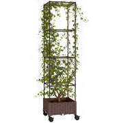 Fioriera con Griglia e Ruote ¨C Xylo ¨C Marrone 40x40x165 cm con Drenaggio