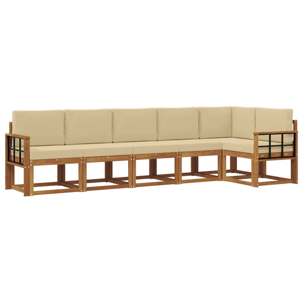 Set di divani da esterno con cuscino 6 pcs Naturale e Beige 3366476