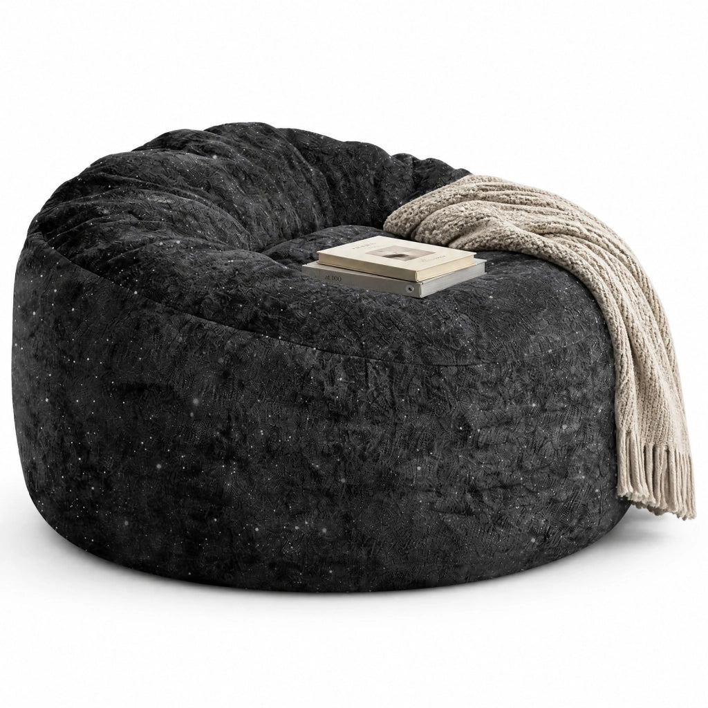 Poltrona bean bag con schienale alto curvo in flanella nera