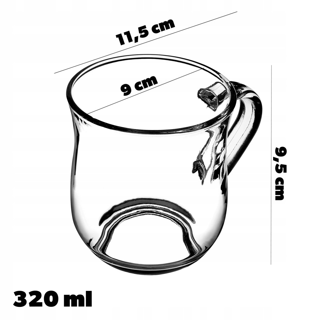 Set di 6 bicchieri da caffè/tè KADAX da 320 ml con manico.