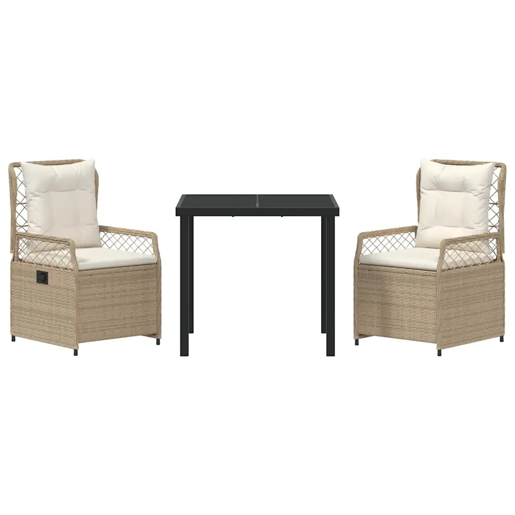 Set da Pranzo per Giardino 3 pcs Beige e Bianco Crema