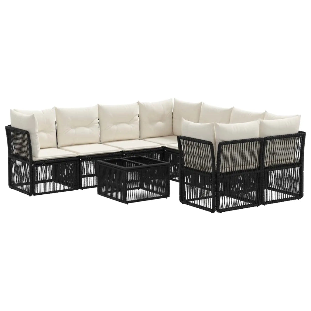 Set Divano da Giardino 9 pz Nero polyrattan 3434143