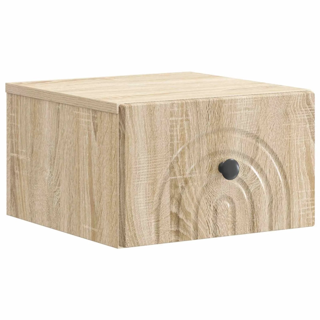 Set di 2 Comodini | Armadio da Notte | Mobiletto da notte a muro Rovere Sonoma 33 x 34,5 x 20 cm