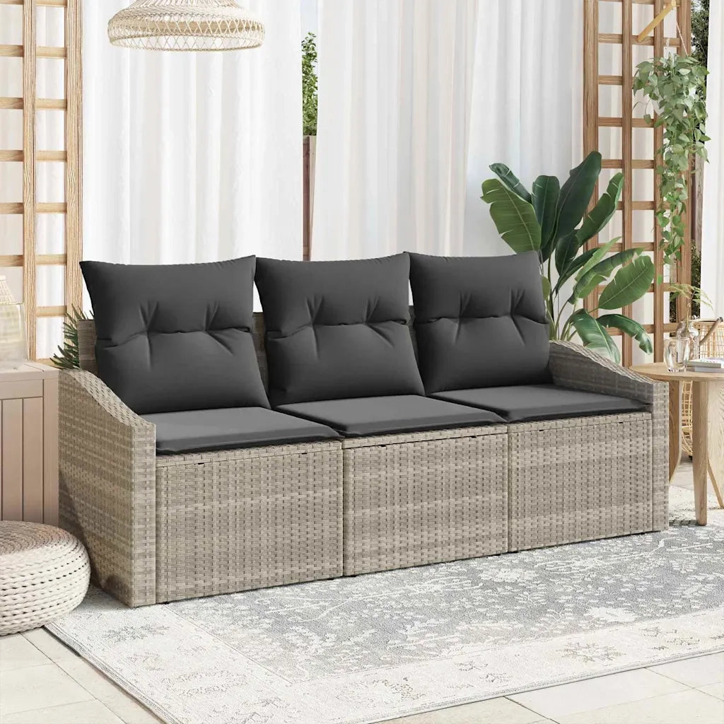 Set Divano da Giardino 3 pcs Grigio chiaro polyrattan 3355251