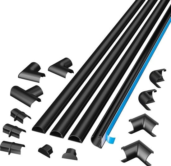 Impacco per cavi autofibroso da 4 metri - cavo - gestione cavi - finitura elettrica - 4 pezzi da 1 metro - accessori - nero - 30 mm (B) x 15 mm (H)